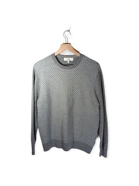 𝅺turnbury Gray Checkered Crew Neck Long Sleeve Wool Sweater Size L